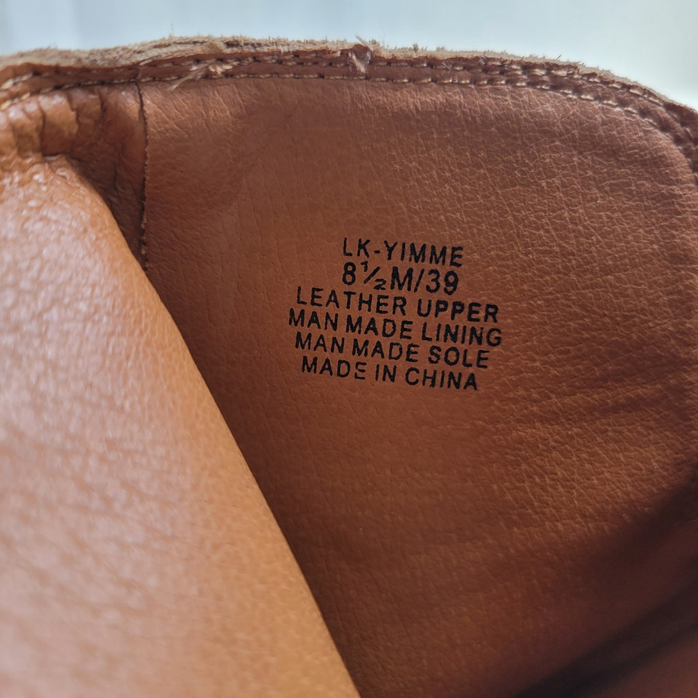 NWOB Lucky Brand Yimme Suede Ankle Wedge Bootie oatmeal Brown 8.5M/39 - Picture 5 of 8